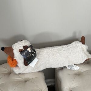 Viral Dachshund Halloween Pillow. Plush Dachshund Dog Toy with Orange Ears